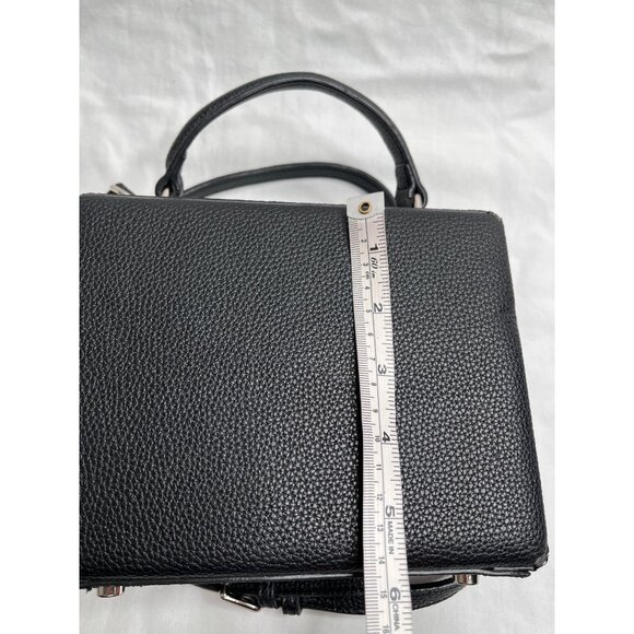 Brandon Blackwood Top Handle Small Trunk Bag Purse Black Pebbled Leather - Picture 9 of 12